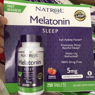 Melatonin Sleep 5mg điều hoà giấc ngủ vị dâu, 250 viên