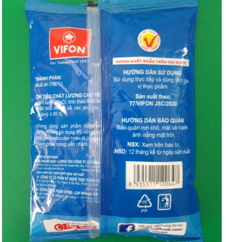 Muối tinh sấy cao cấp Vifon gói 950g date: 09/2022