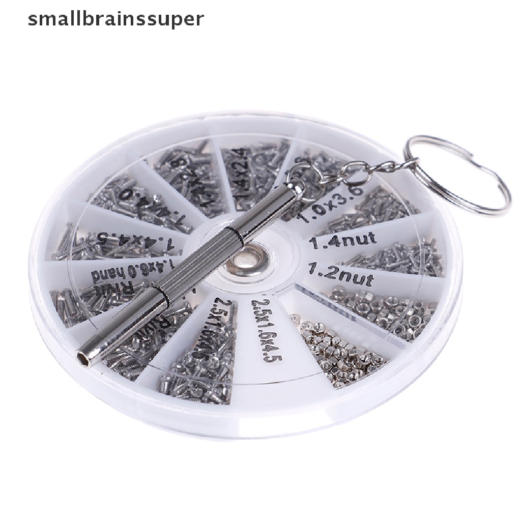 Hộp 600 ốc vít sửa chữa và tua vít nhỏ mới dành cho kính mắt đồng hồ