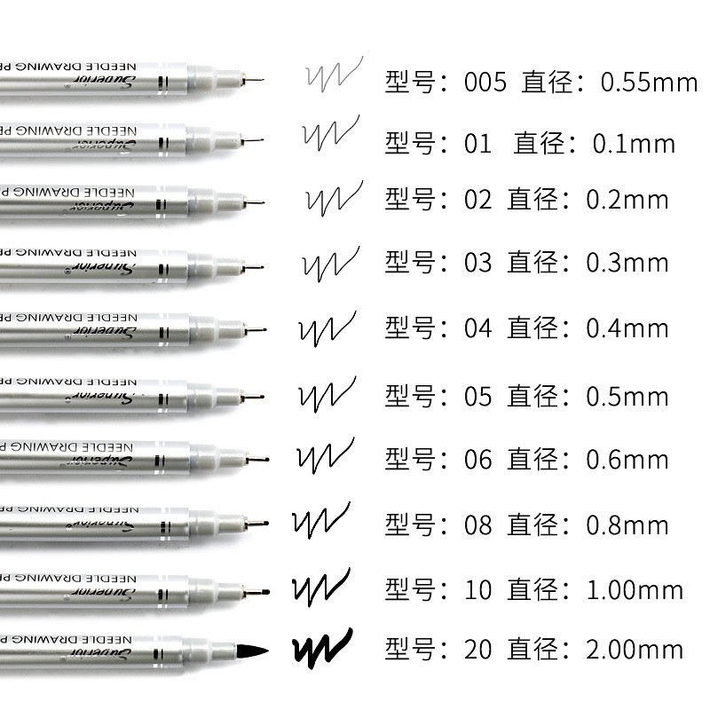 Bút line đi nét Superior chính hãng, kháng nước tốt, ra mực đều, bút đi nét mềm mại