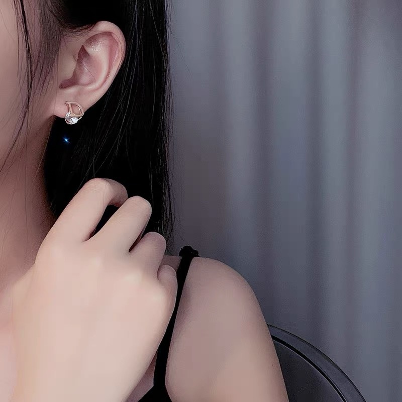 Bông tai đính đá zircon phong cách Hàn Quốc thời trang xinh xắn