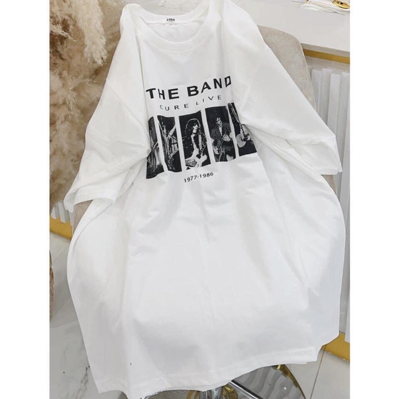 [Rẻ vô địch] Áo thun cotton tay lỡ dáng rộng unisex - the band freesize 38-65kg