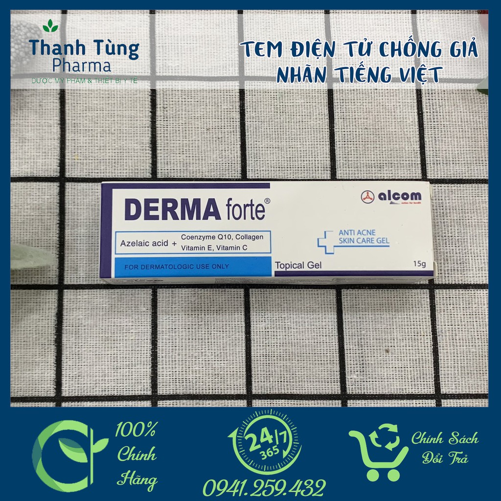 Derma Forte Gel 15g ✅[CHÍNH HÃNG] - Gel Giảm Mụn Thâm, Mụn Trứng Cá, Mụn Ẩn, Mụn Đầu Đen, Ngừa Thâm