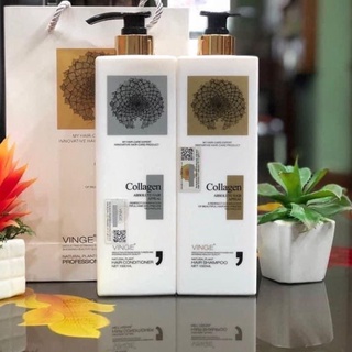 Cặp 2 chai dầu gội và xả collagen vinge 1000ml