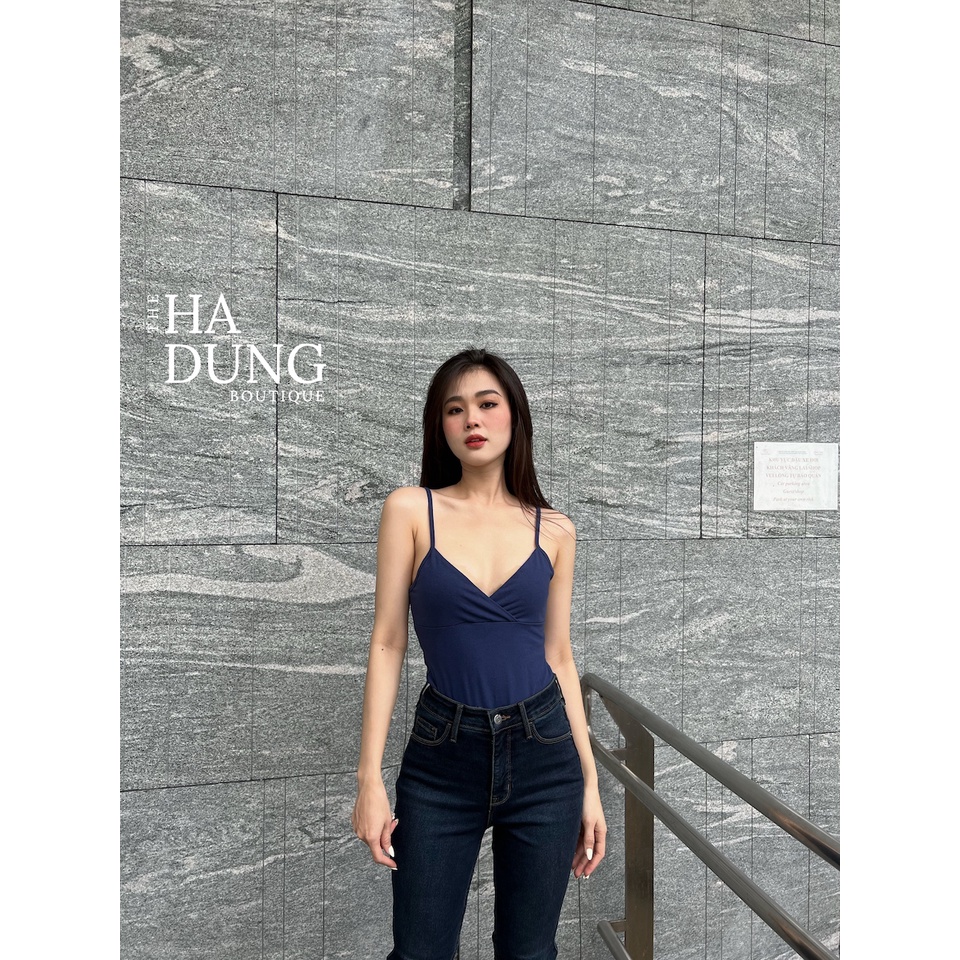 (Ảnh Thật) - Áo Thun Gân Basic Nữ 2 Dây Croptop Đắp Chéo F21 VNXK | Hà Dung Boutique