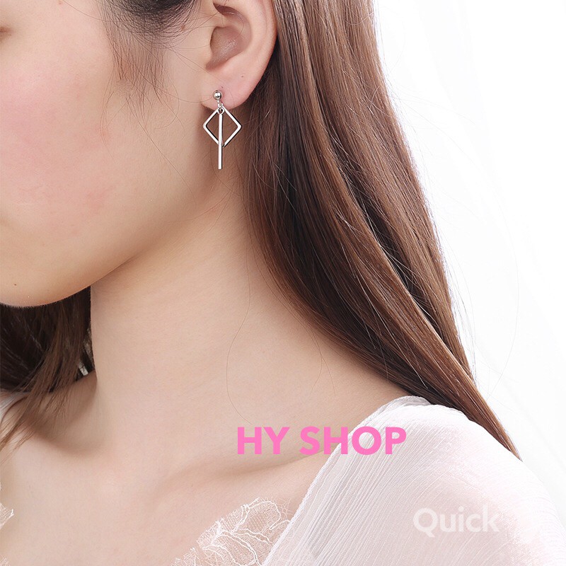 bông tai ô vuông phối thanh và tam giác phối thanh