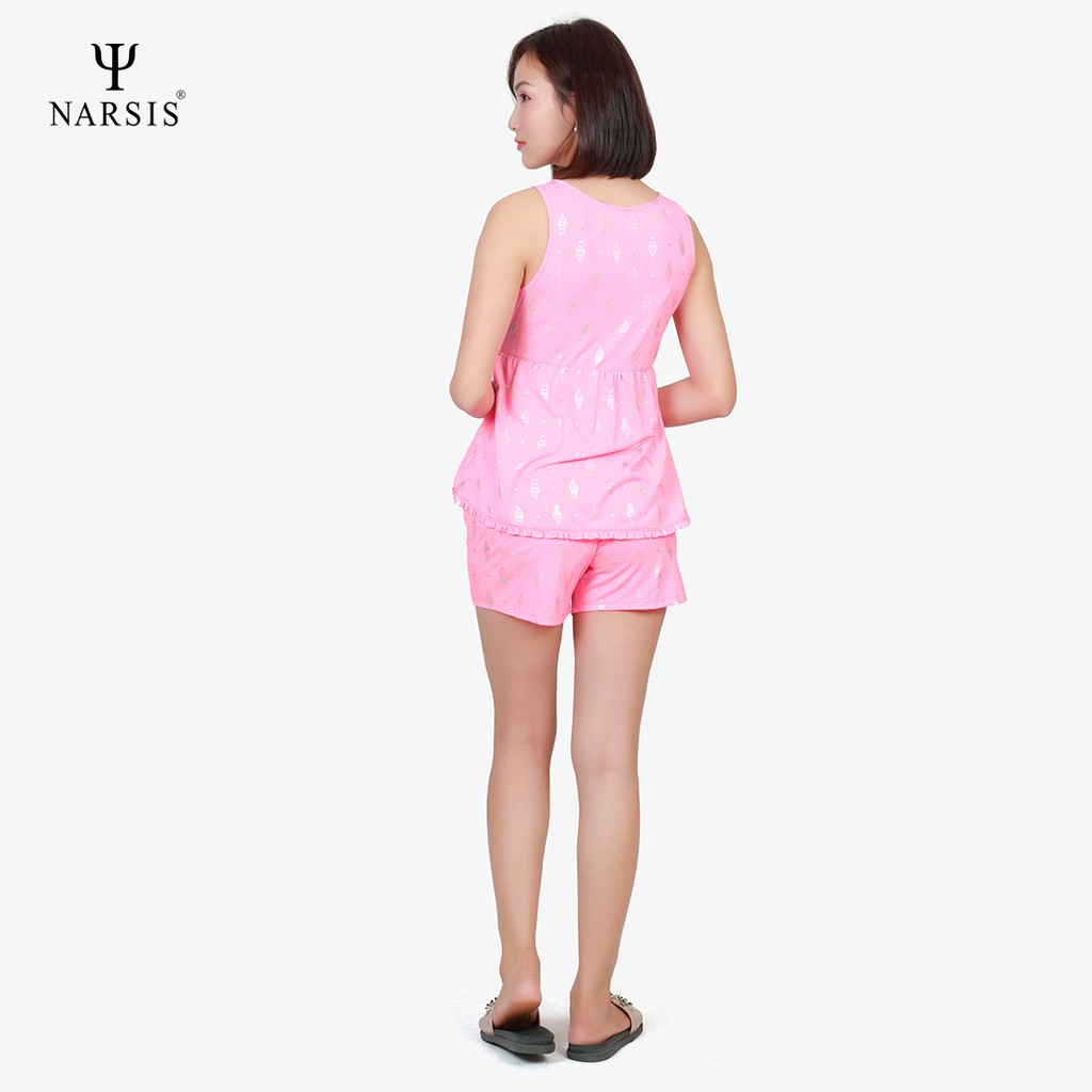 Bộ đồ hè mặc nhà nữ Narsis M8044 màu hồng họa tiết thoi