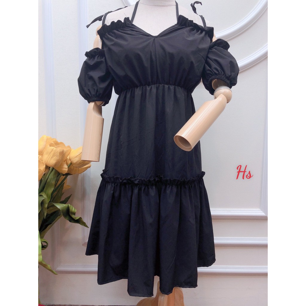 Váy đen dây ngực trễ vai buộc cổ,chất vải xịn - Shop Q&V | WebRaoVat - webraovat.net.vn