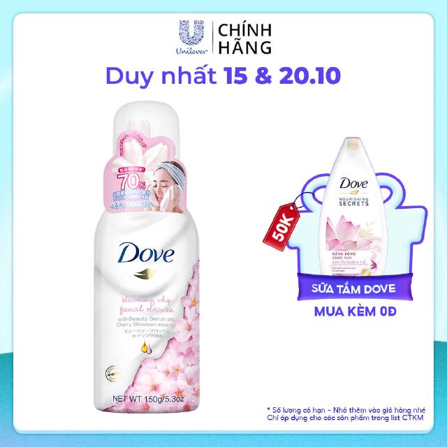 Whip rửa mặt DOVE với tinh chất serum & chiết xuất hoa anh đào 150g