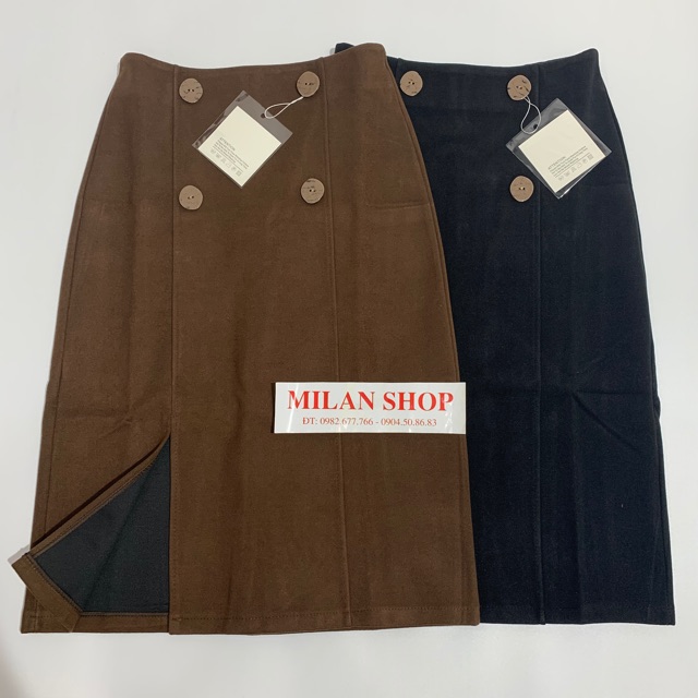 Chân váy dạ dài qua gối 4 khuy siêu chất | BigBuy360 - bigbuy360.vn