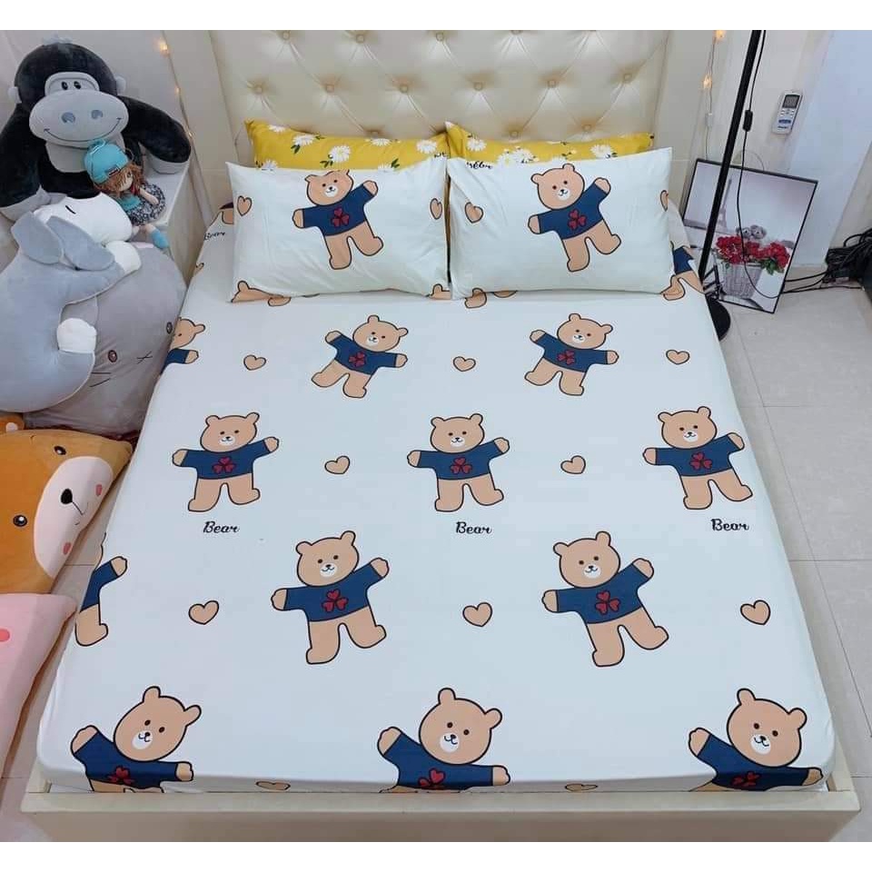 [55k]Bộ Ga Gối 3 Món Bọc Đệm 1m6x2m,được chọn mẫu[bò sữa xanh]