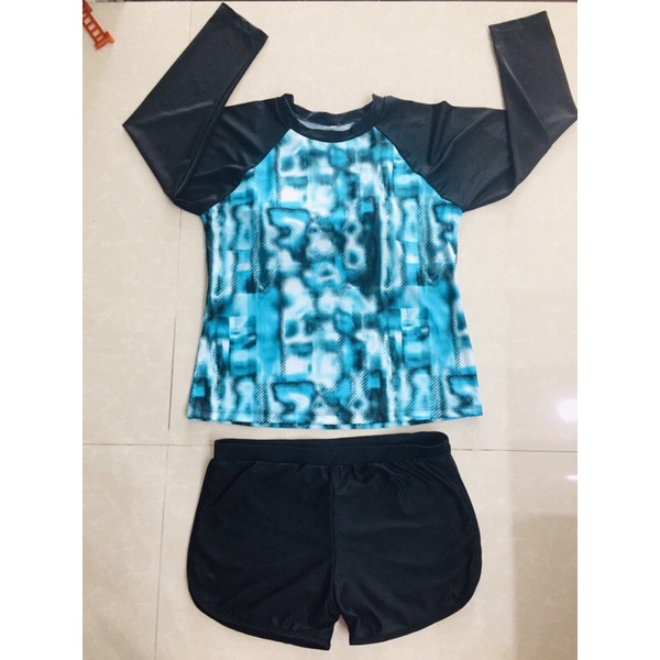 Set Áo tắm tay dài dáng thể thao size xl 60-70kg(hàng thật)