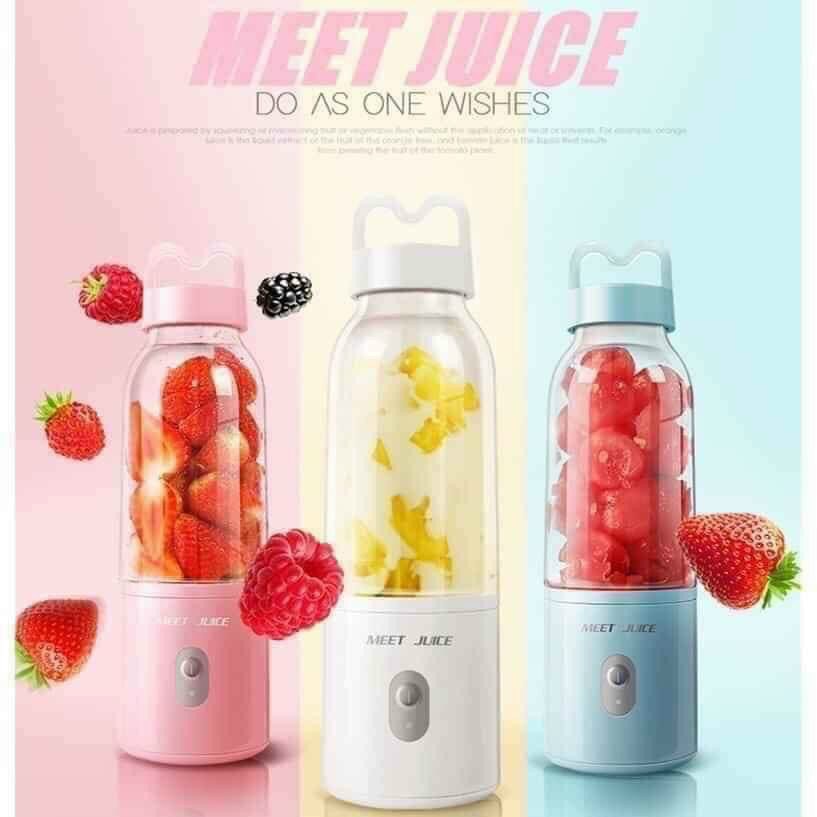 Máy xay sinh tố mini cầm tay siêu tiện lợi 500ml, công suất 150W Meet juice, xay cực nhanh, an toàn