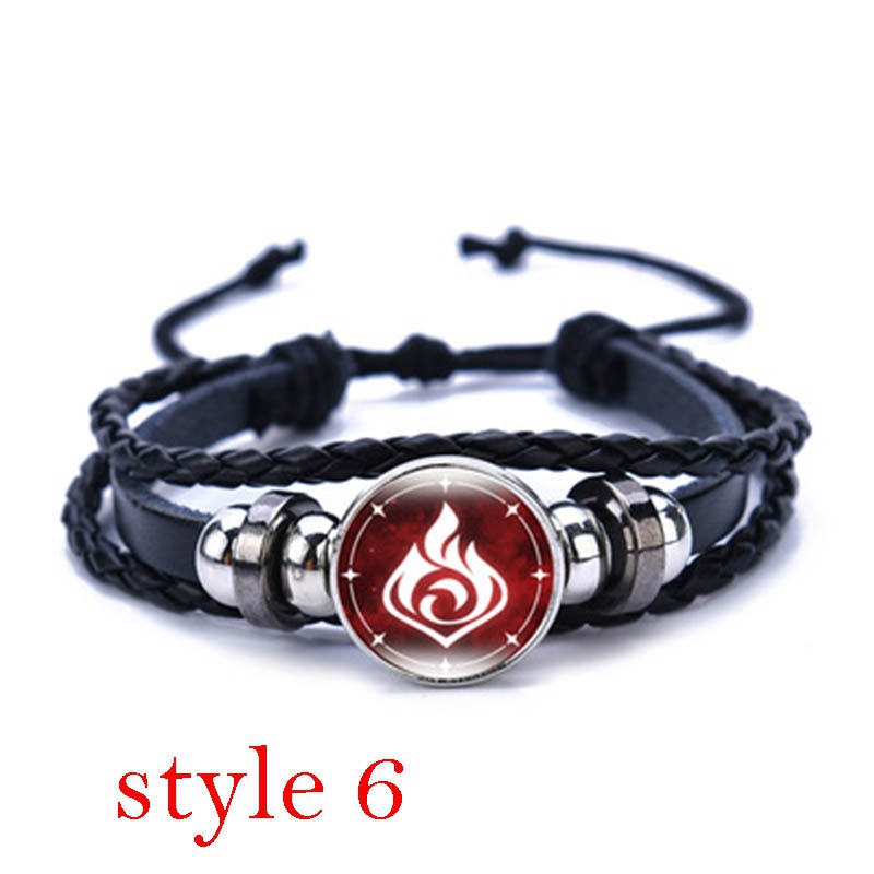 Vòng tay bằng da có thể điều chỉnh thiết kế họa tiết mô phỏng theo game Genshin Impact thời trang