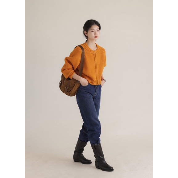 Áo khoác len cardigan dáng lửng