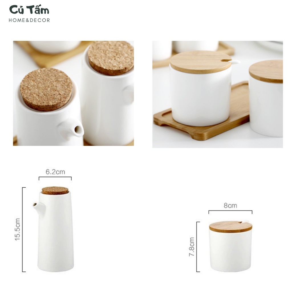 Lọ đựng gia vị, hũ gia vị bằng sứ cao cấp kèm kệ sắt và thìa - cutam.homedecor | BigBuy360 - bigbuy360.vn