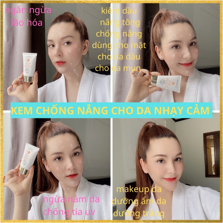 Kem Chống Nắng Dưỡng Trắng Da Mặt Cho Da Nhạy Cảm Da Dầu Da Mụn Queenieskin Spf50 Trắng Da Kiềm Dầu Nâng Tone