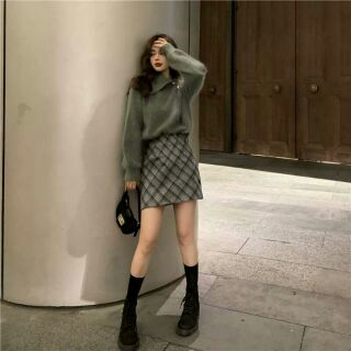 Set áo len chân váy hàn quốc Ulzzang