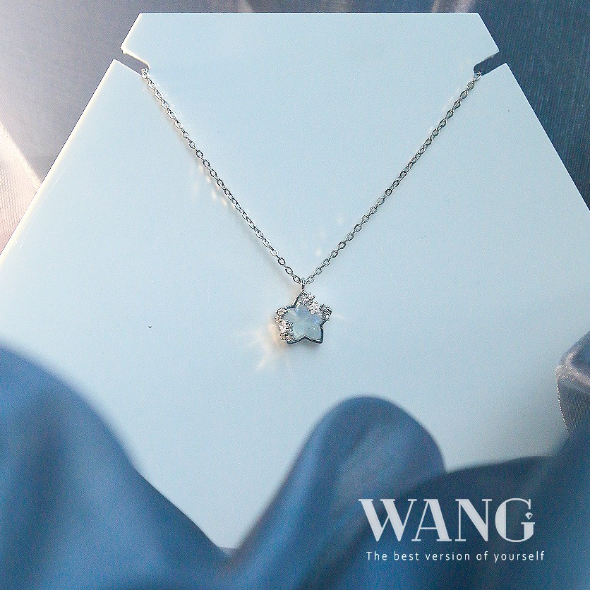 Bộ Hai Vòng cổ Thép 18k Mặt Trăng Ngôi Sao Đính Đá Zircon Đổi Màu Chất Lượng Cao