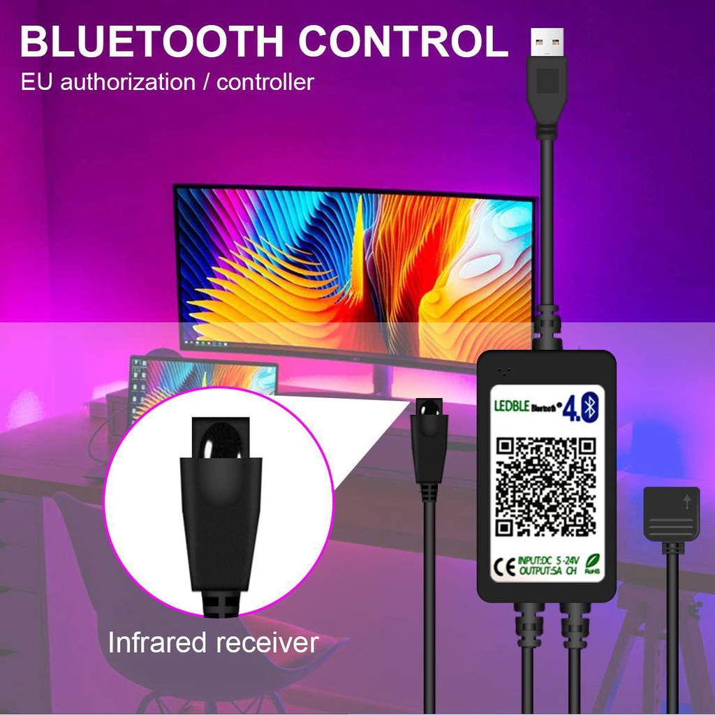 LED Light Strips Bluetooth Controller,TV LED Backlight,5V RGB 5050 Decoration BackLight Lamp Night light Luminous String For Bedroom