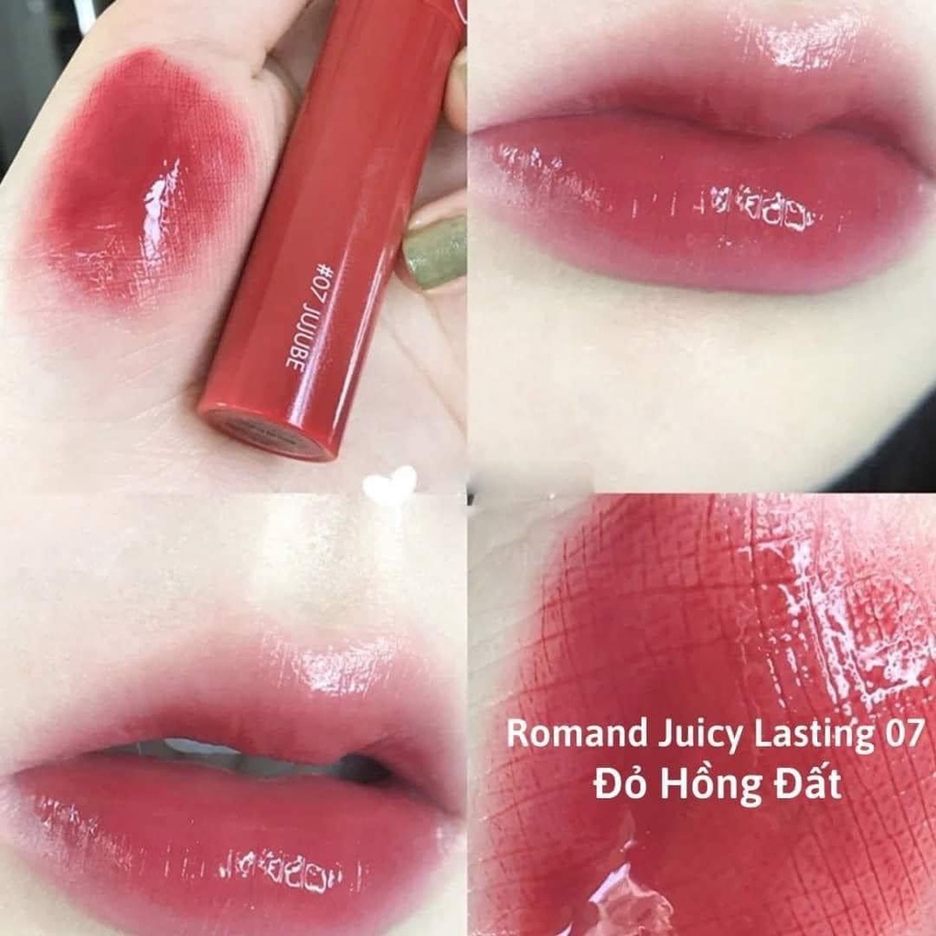 Son tint lì Romand Juicy Lasting Tint  07 Jujube đỏ bạch tuyết