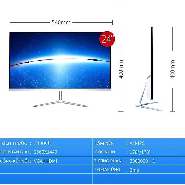 [ Hàng Used ] Màn Hình Pengyu 24 inch IPS 2K ( 2560 x 1440 ) 75hz Sọc chỉ