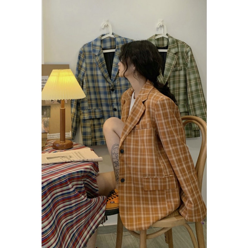 (ORDER TAOBAO) ÁO BLAZER KẺ Ô VUÔNG STYLE HÀN QUỐC