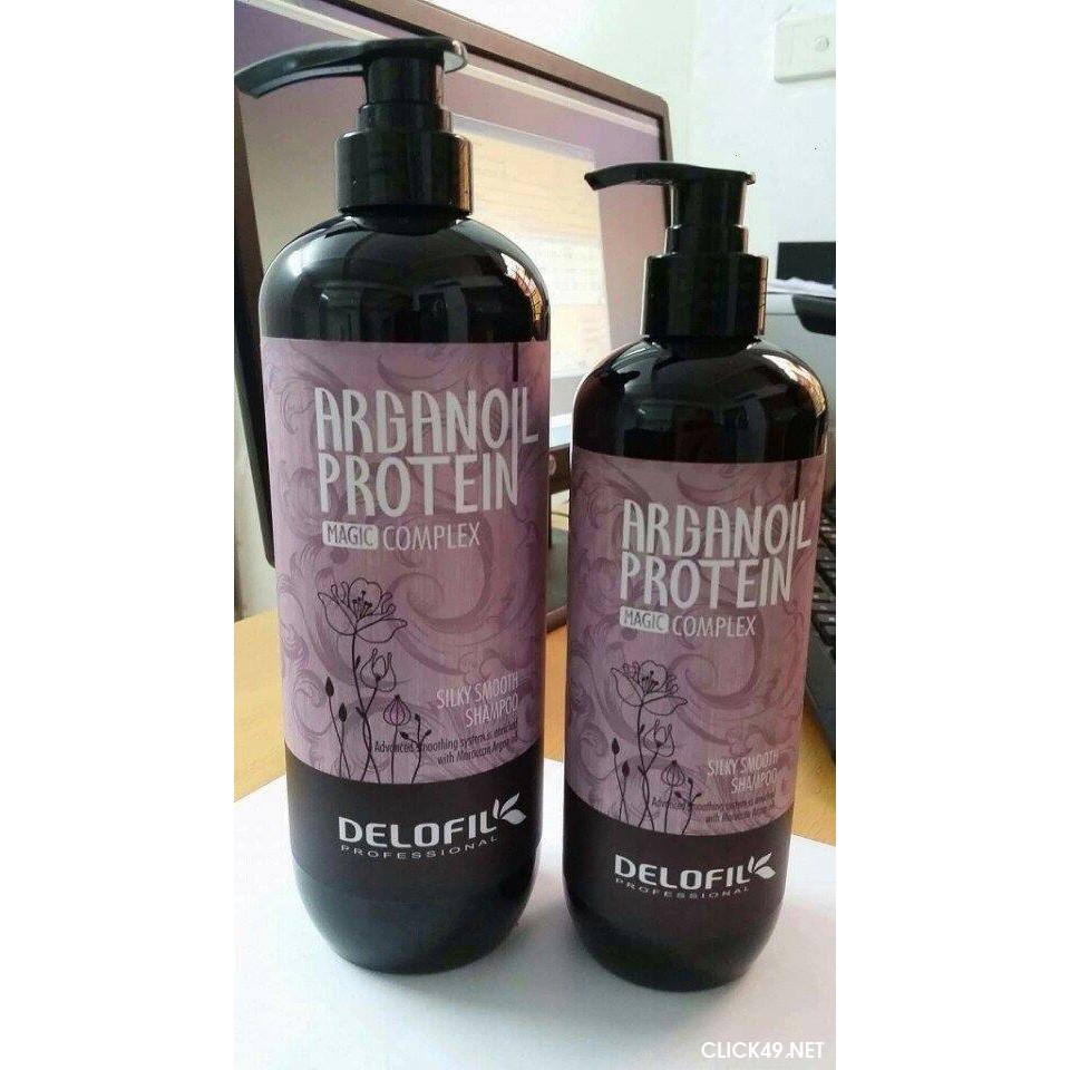 Dầu Gội Arganoil Protein Delofil Dưỡng Ẩm Phục Hồi Tóc Hư Tổn Ngăn Ngừa Gàu 800ml