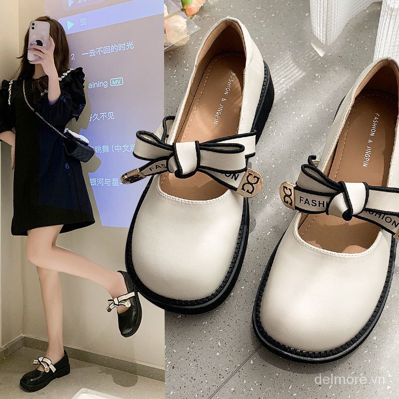 Giày da nữ phong cách Mary Jane vintage 2022