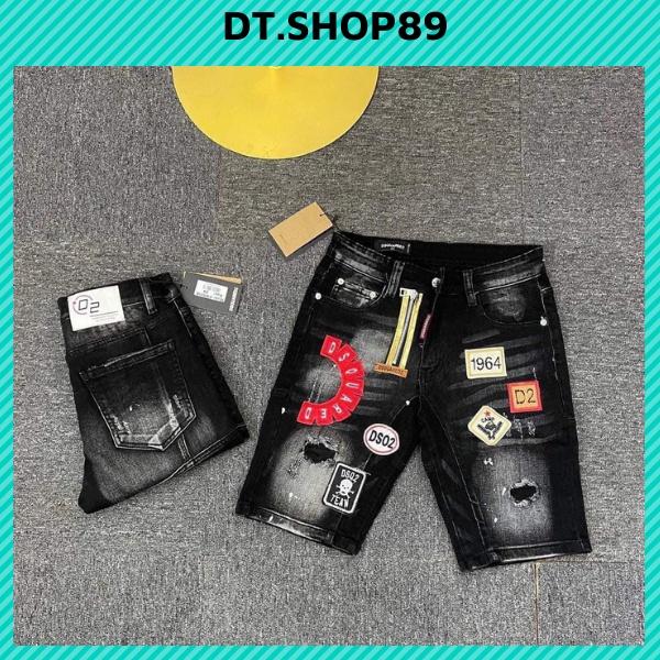 Quần short jean nam co giãn, họa tiết độc đáo, Quần đùi chất bò cao cấp thời trang DT.SHOP89 SJTP32