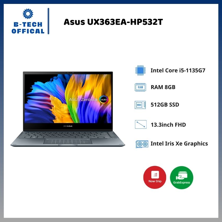[ TẶNG VOUCHER 150K ] Laptop Asus UX363EA-HP532T/ Xám/ Intel Core i5-1135G7 (up to 4.2Ghz, 8MB)/ RAM 8GB