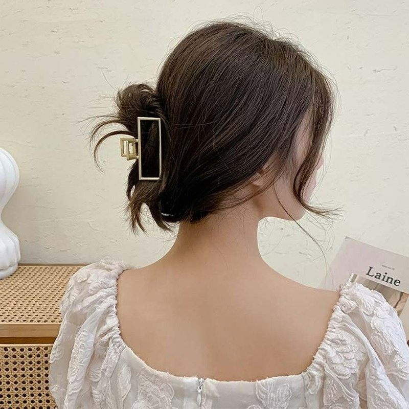 Kẹp Tóc Kim Loại Hình Xương Cá Đính Đá Ngọc Trai Giả Thời Trang Hàn Quốc