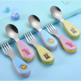 [HÀNG CAO CẤP] BỘ MUỖNG NĨA ĂN DẶM INOX 304 CHO BÉ - KÈM HỘP NHỰA
