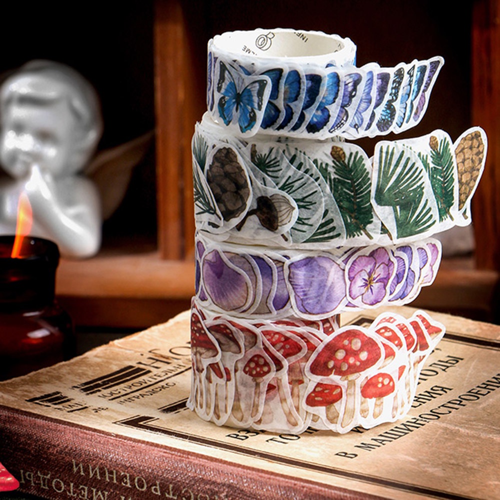 Cuộn 100 Miếng Dán Trang Trí Sổ Lưu Niệm Hình Hoa Bướm Diy