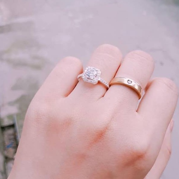 NHẪN ĐÁ NỮ BẠC TA, MẶT VUÔNG, BẠC NGUYỄN KHÁNG