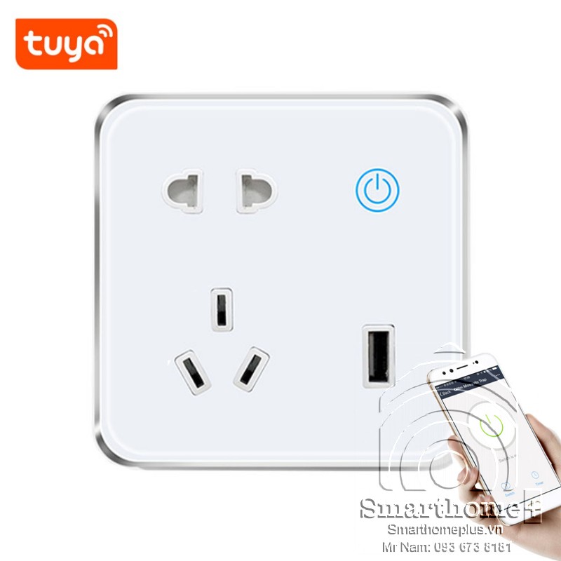 Ổ Cắm Wifi Âm Tường Hình Vuông Tuya ZS2-EU