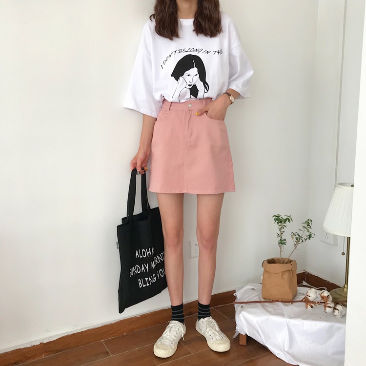 Chân váy jean IELGY dáng chữ A lưng cao dáng ôm thời trang hè cho nữ