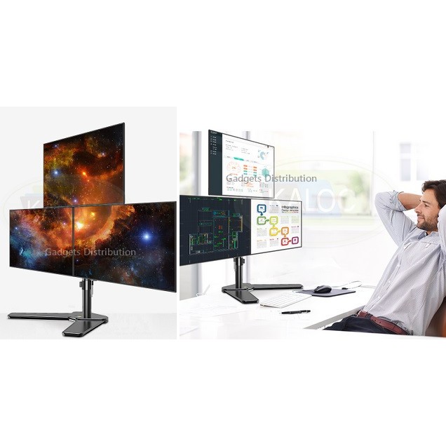 💥💥GIÁ TREO 3 MÀN HÌNH MÁY TÍNH ĐỂ BÀN KALOC 230 - T 1 TRÊN 2 DƯỚI arm monitor