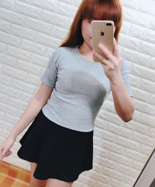 Áo thun gân tay ngắn form thường | BigBuy360 - bigbuy360.vn