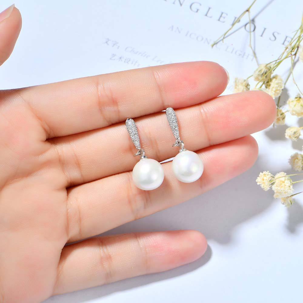 Bông tai mạ bạc 925 đính hạt giả ngọc trai