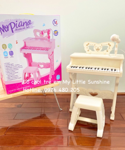 Bản Tiếng Anh-Đàn piano có micro cho bé (mẫu vuông)