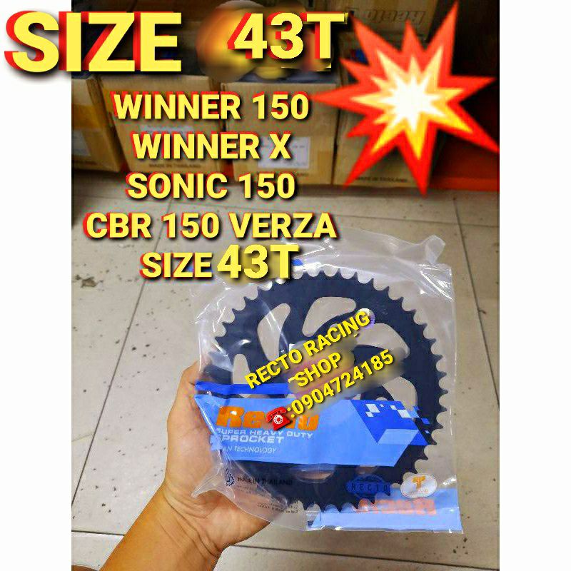 DĨA 43T WINNER 150/WINNER X/SONIC 150/CBR 150 VERZA CHÍNH HÃNG RECTO