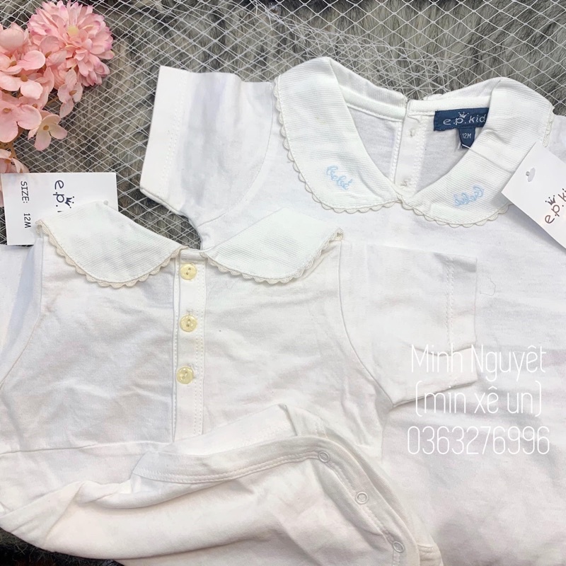 Body chip màu trắng cổ cánh sen  cho bé