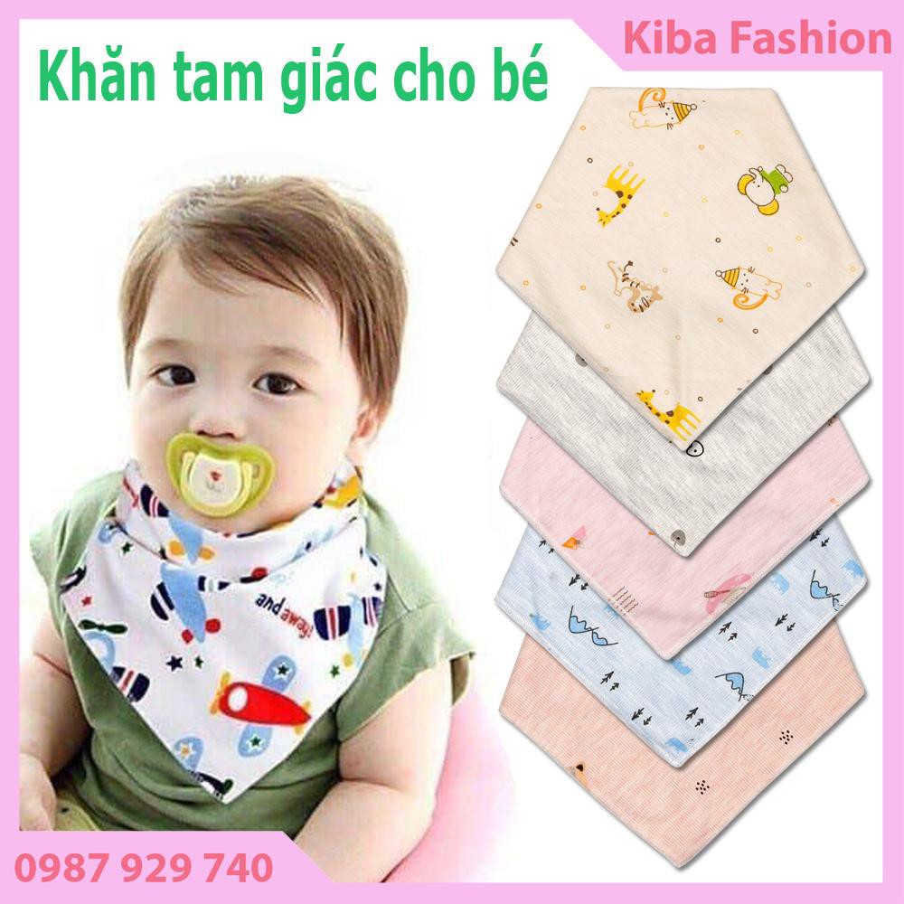 Khăn Tam Giác 2 lớp cúc bấm nhiều nấc, chất liệu COTTON nhiều màu cho bé Trai và bé Gái ( hình in thay đổi theo lô hàng)