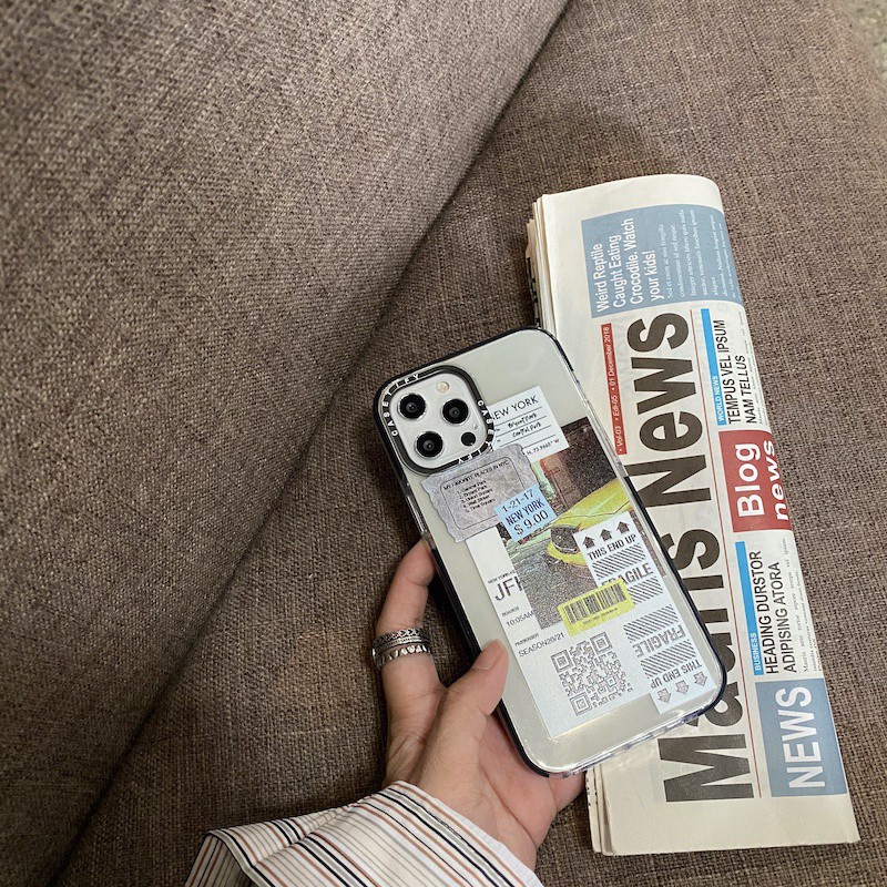 Casetify Ốp Điện Thoại Trong Suốt Họa Tiết New York Slips Cho iPhone 15 14 13 12 11 Pro Max Mini X XS XR 6 6s 7 8 Plus