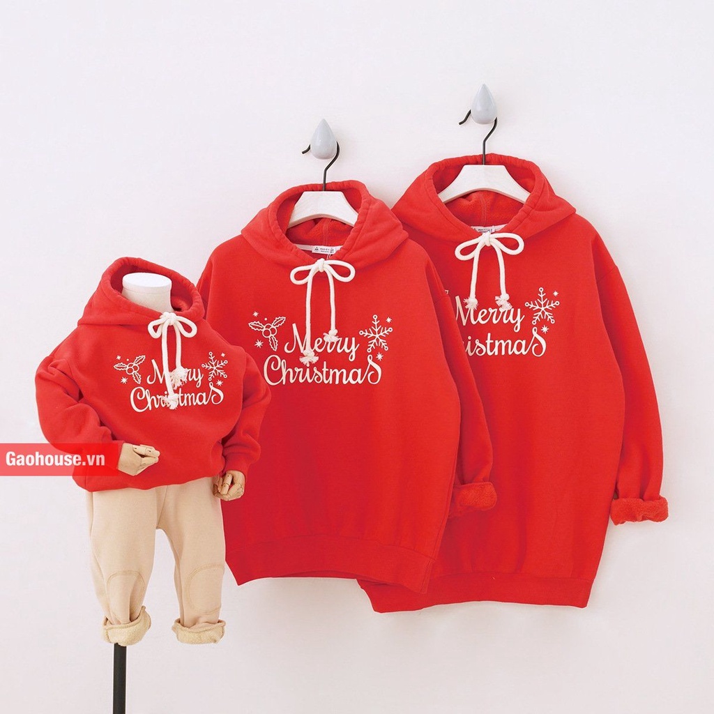 Áo hoodie NOEN giáng sinh merrychismart gia đinh 3/4/5 người chất nỉ bông dày ấm áp