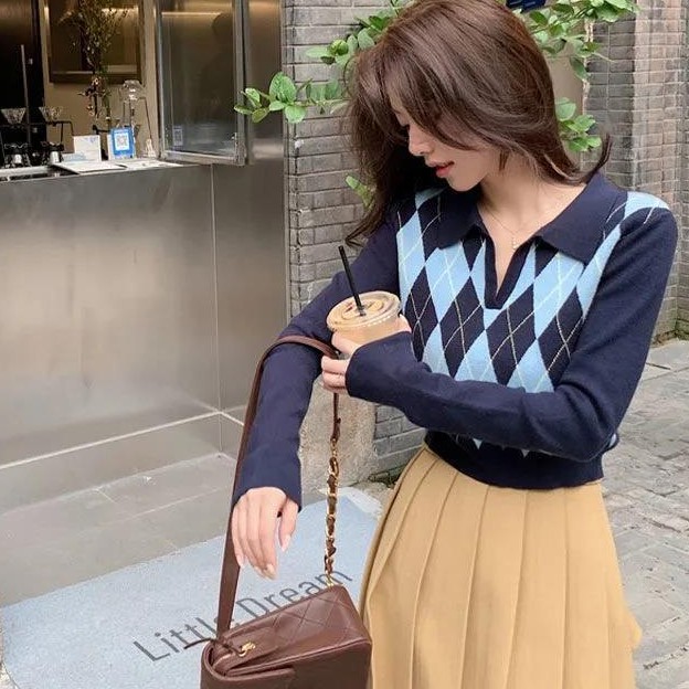 NZN Áo Len Dệt Kim Dài Tay Cổ Polo Phong Cách Hàn Quốc Thời Trang Mùa Thu