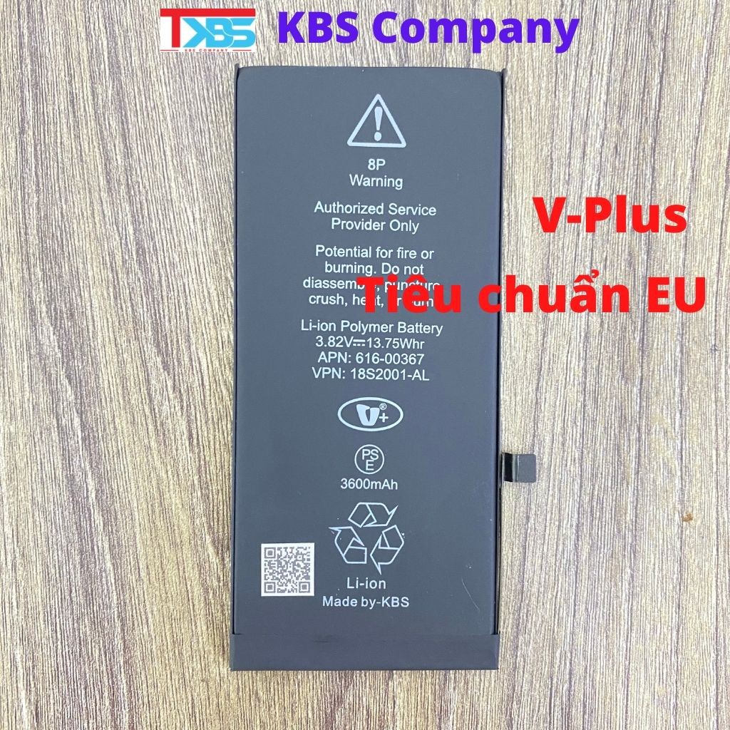 Pin iPhone Dung Lượng Cao- Vplus KBS cho máy 5S, 6, 6S, 6 Plus, 6S Plus, 7, 7 Plus, 8, 8 Plus, IPX. BH 12 tháng.