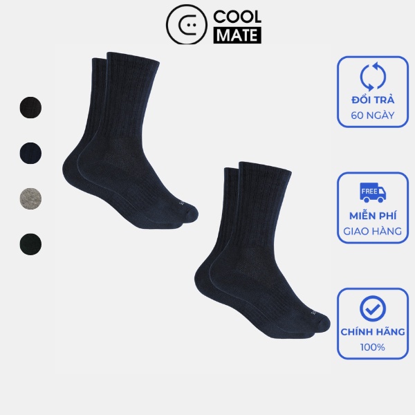 Combo 02 đôi tất thể thao cổ dài Active mềm mại thoáng khí - Thương hiệu Coolmate AC