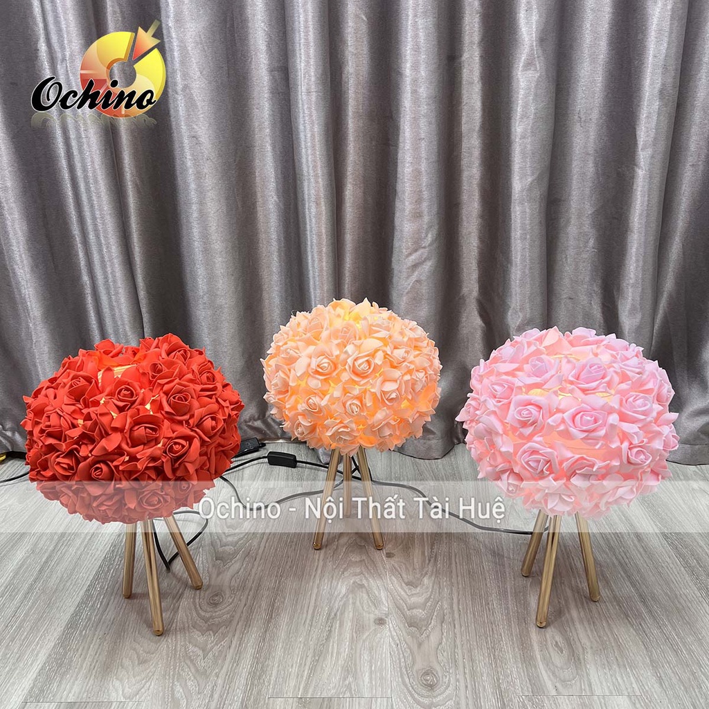 Đèn Ngủ Hoa Hồng Chân Vàng Trang Trí Decor Phòng Ngủ Phòng Cưới (Ảnh Và Video Shop Chụp)